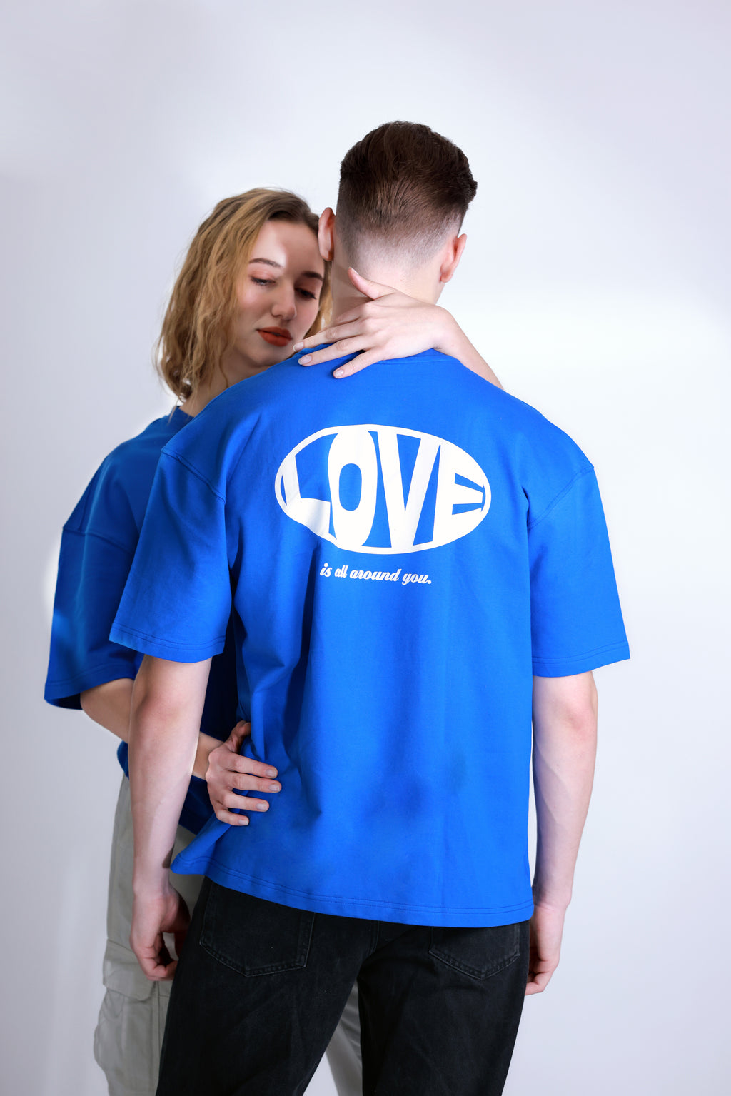 ALONSH OVERSIZED GRAPHIC T-SHIRT – ALL AROUND LOVE (BLUE)