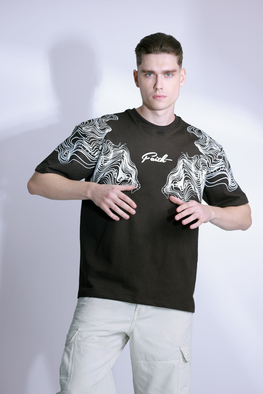 ALONSH OVERSIZED GRAPHIC T-SHIRT – WAVE & GRAVE (BROWN)