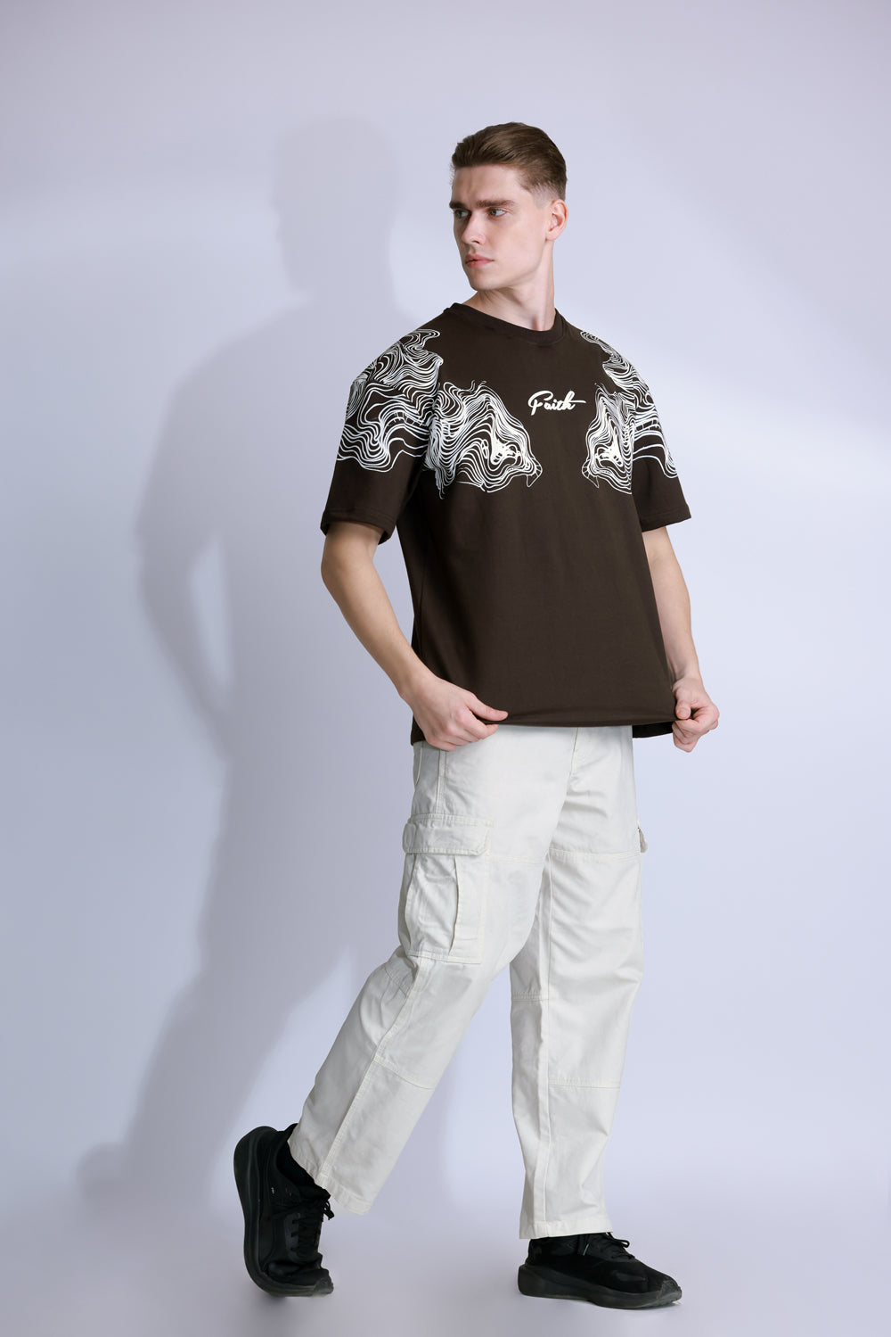 ALONSH OVERSIZED GRAPHIC T-SHIRT – WAVE & GRAVE (BROWN)