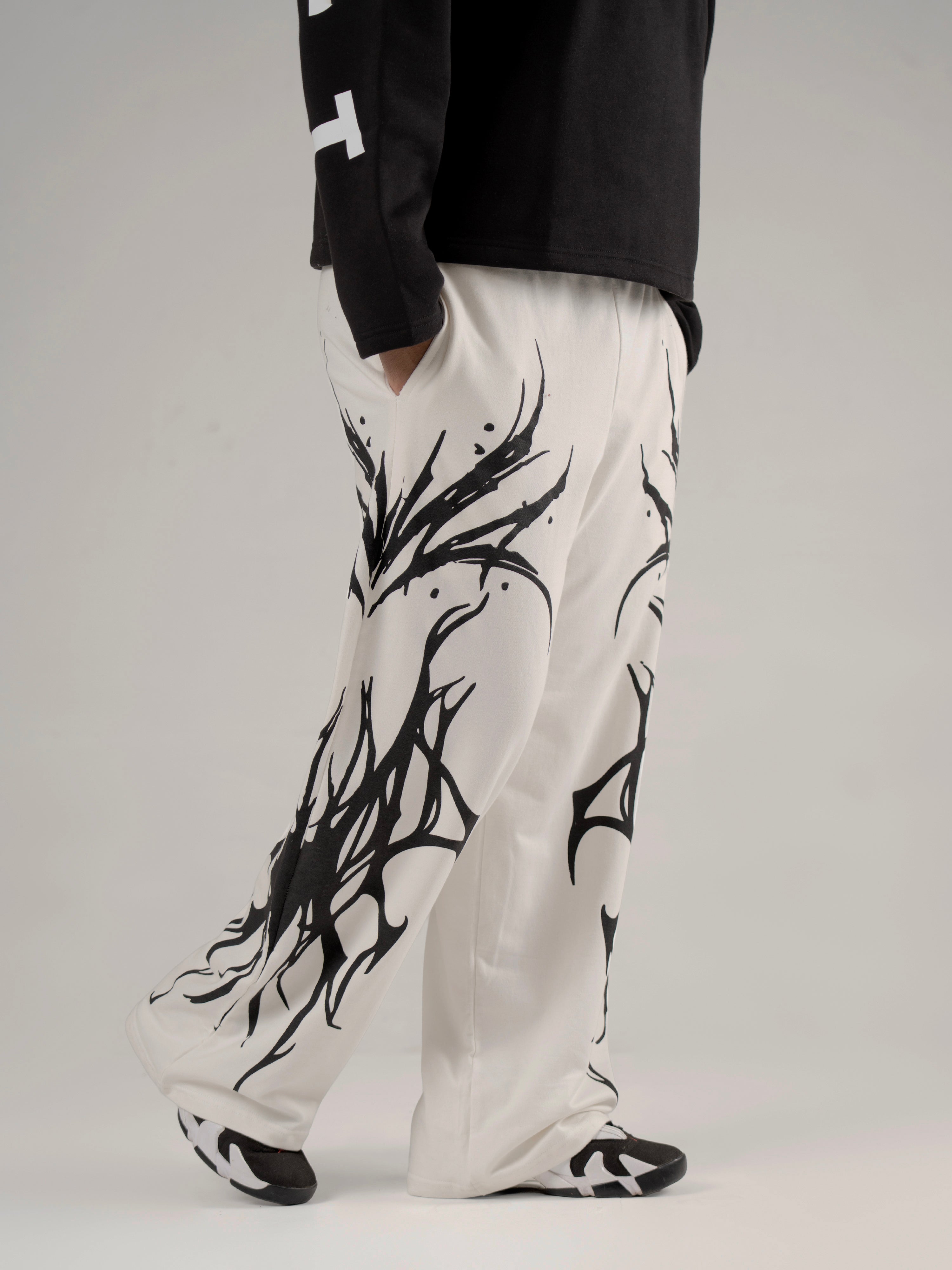 ALONSH UNISEX BAGGY TRACK PANTS – NUEIR ( WHITE)