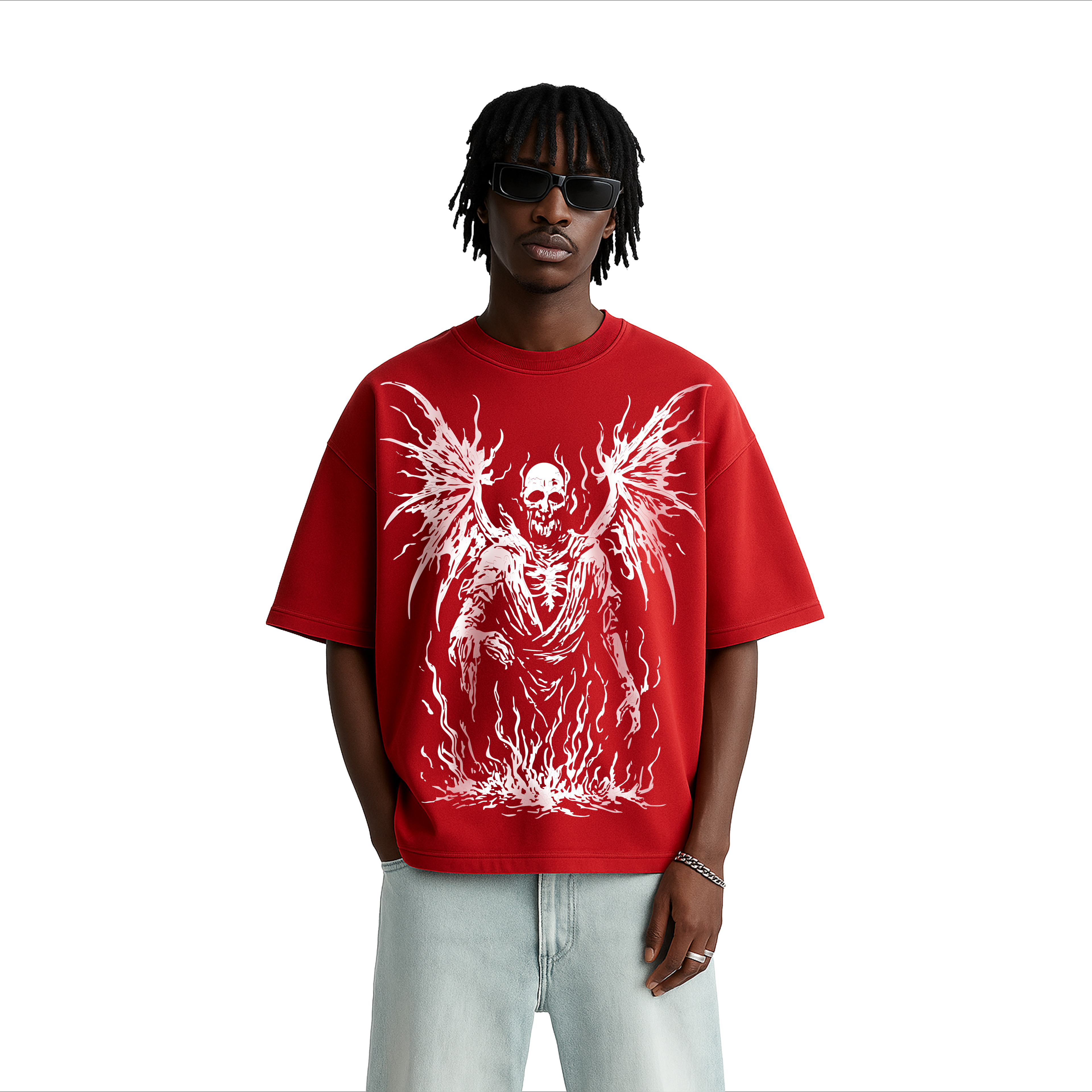 ALONSH OVERSIZED GRAPHIC T-SHIRT – HELLBOUND HALO (RED)