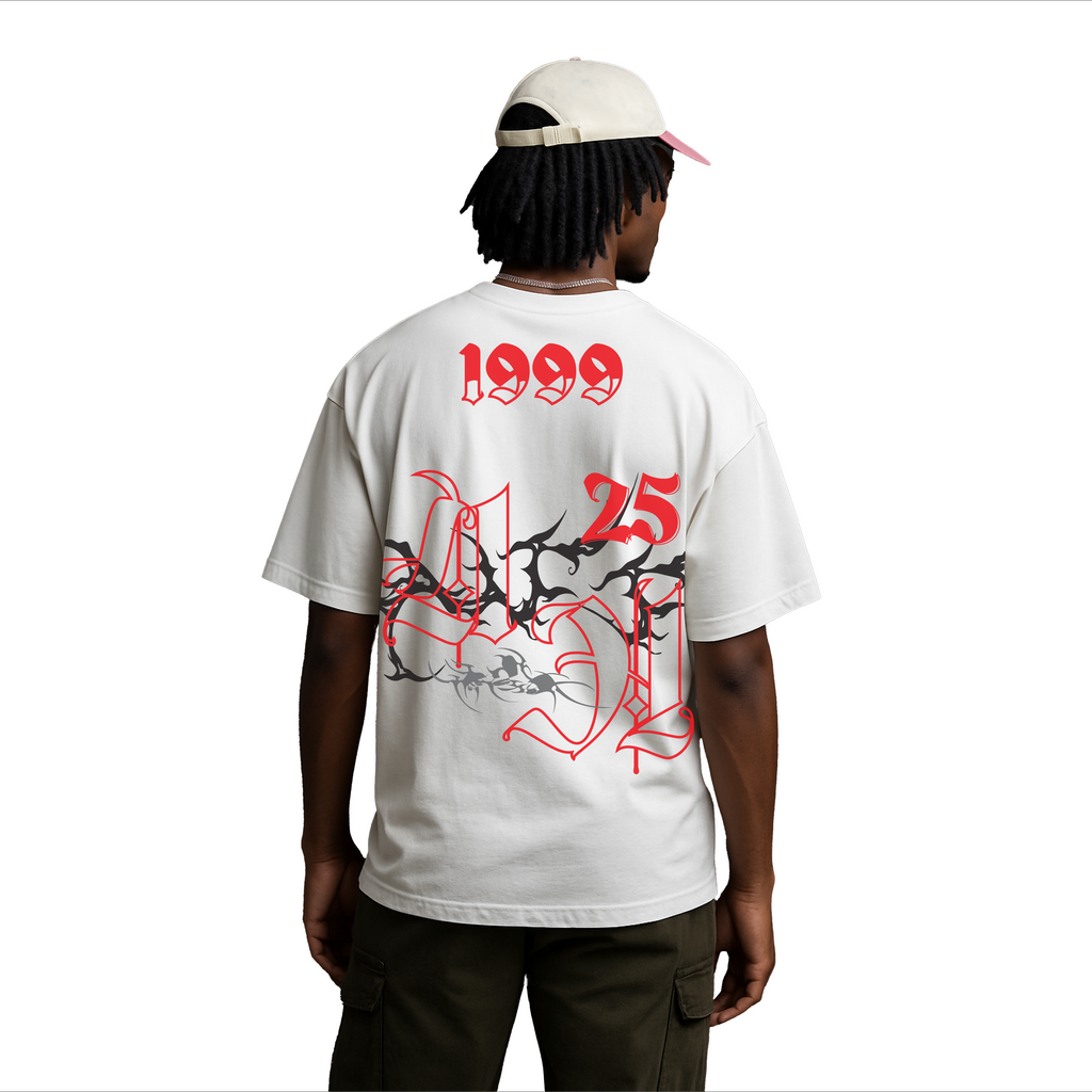 ALONSH OVERSIZED GRAPHIC T-SHIRT – FALLEN GLITCH (WHITE)