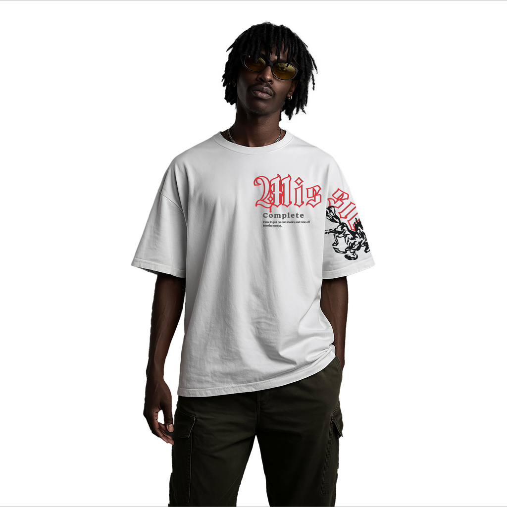 ALONSH OVERSIZED GRAPHIC T-SHIRT – FALLEN GLITCH (WHITE)