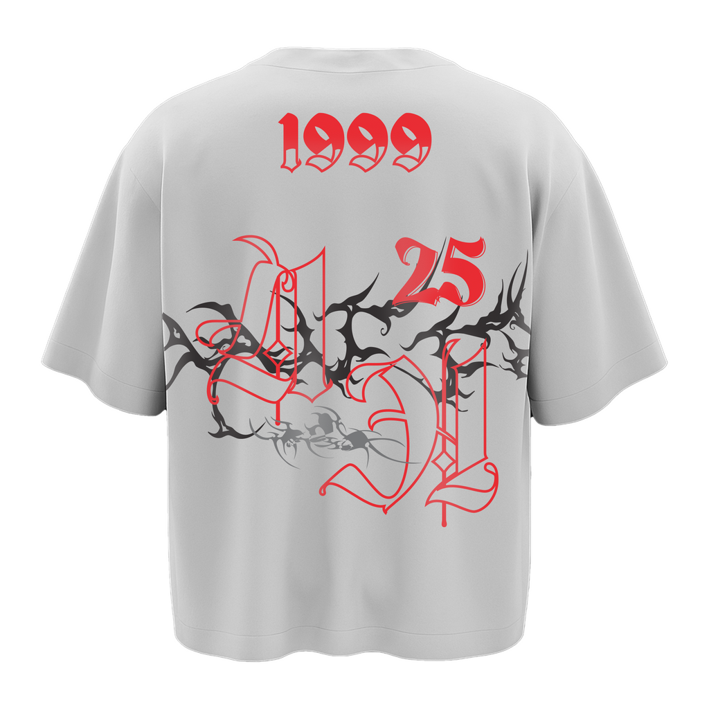 ALONSH OVERSIZED GRAPHIC T-SHIRT – FALLEN GLITCH (WHITE)