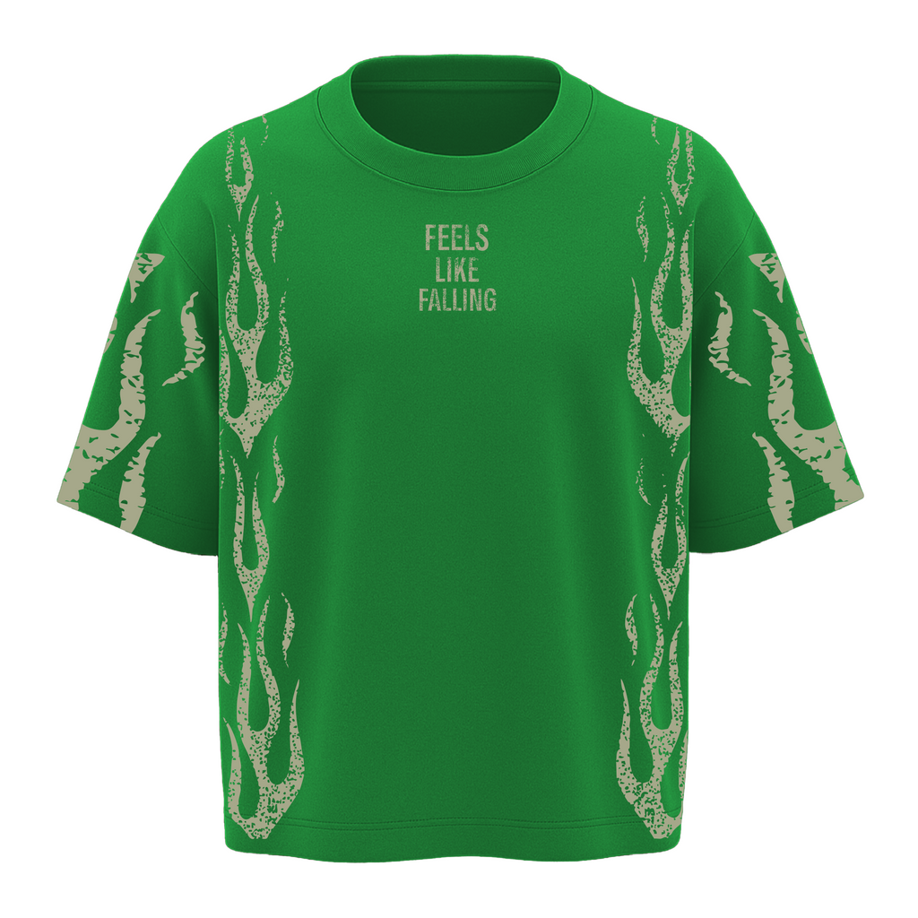 ALONSH OVERSIZED GRAPHIC T-SHIRT – FLAMEFALL (GREEN)