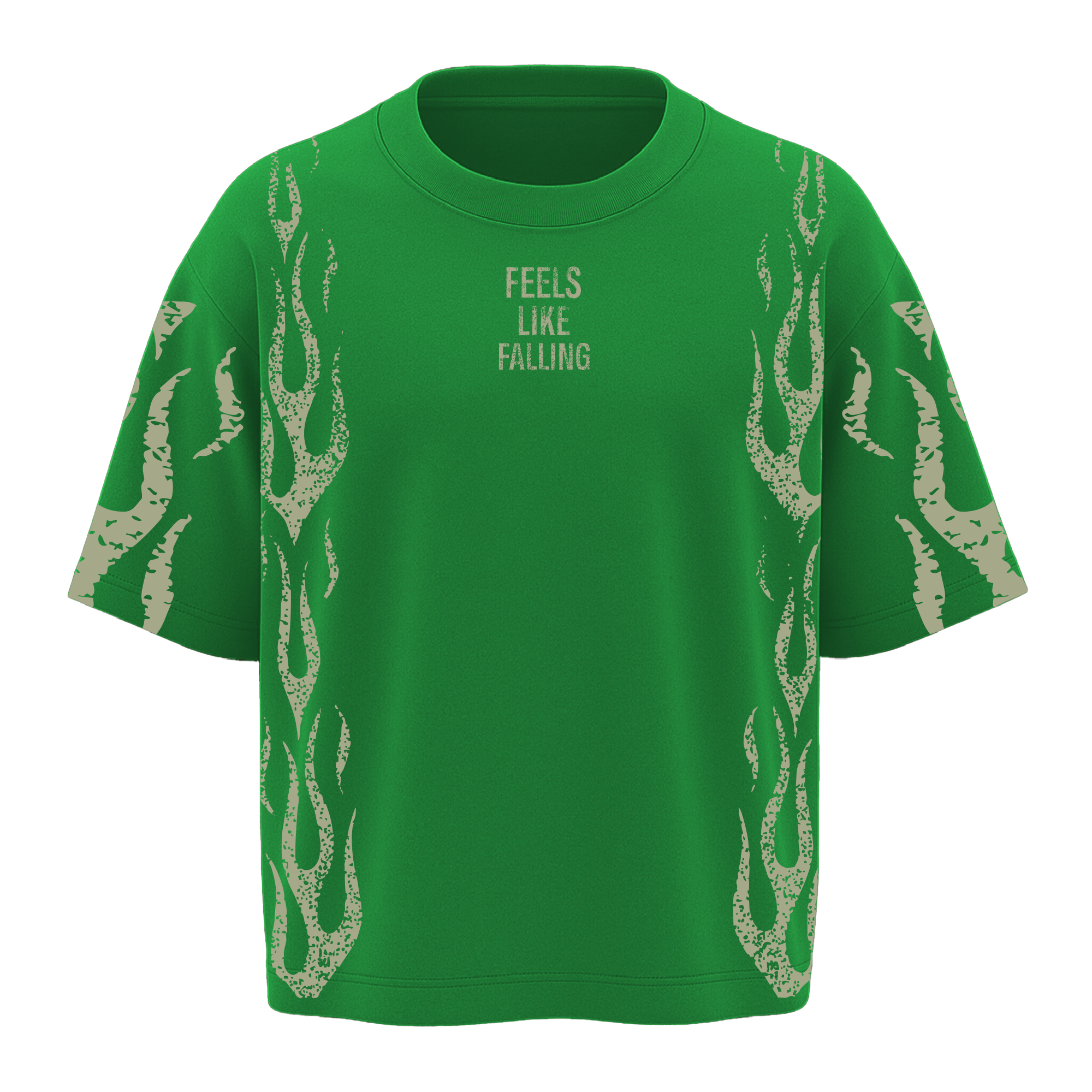 ALONSH OVERSIZED GRAPHIC T-SHIRT – FLAMEFALL (GREEN)