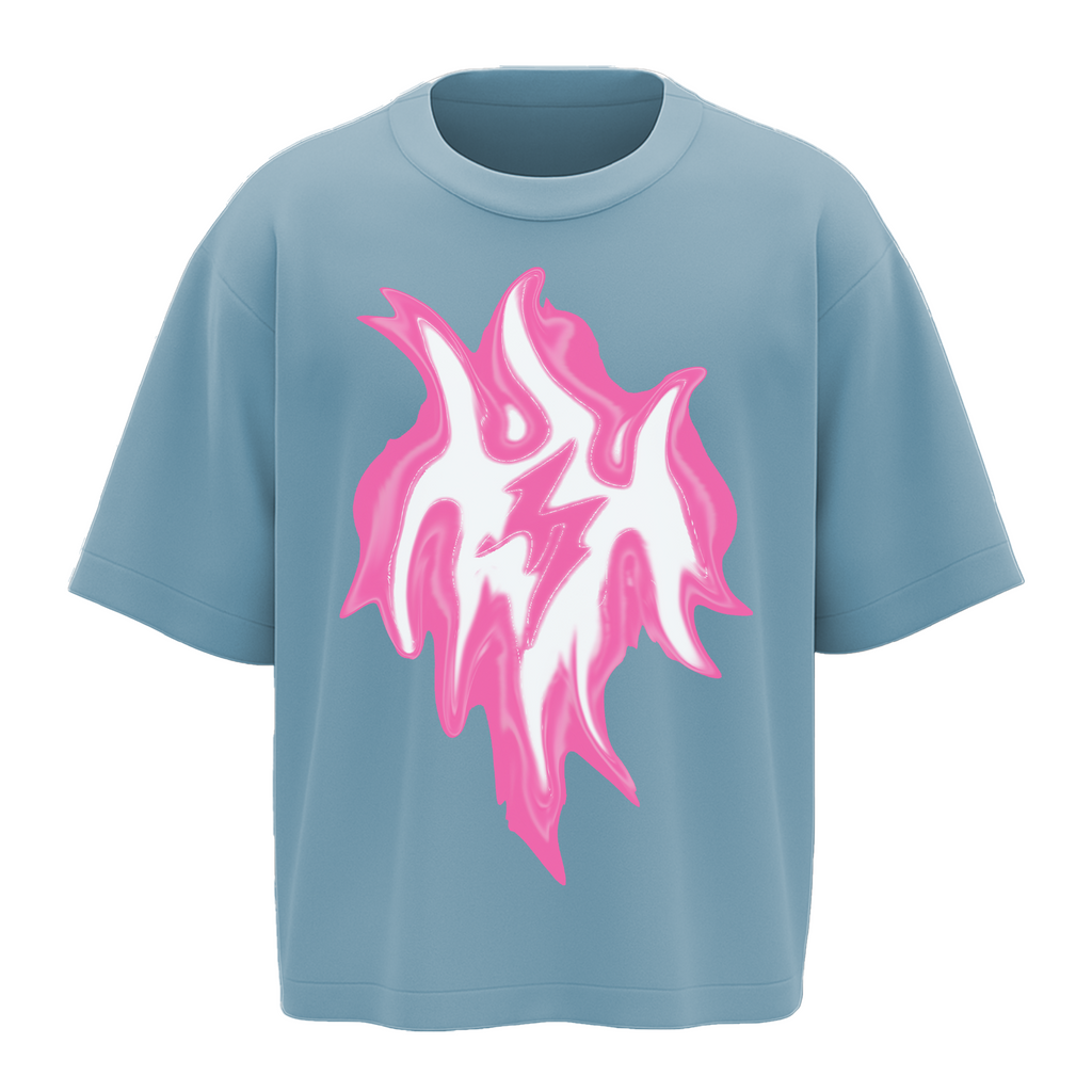 ALONSH OVERSIZED GRAPHIC T-SHIRT – NEON VERSE (SKY BLUE)