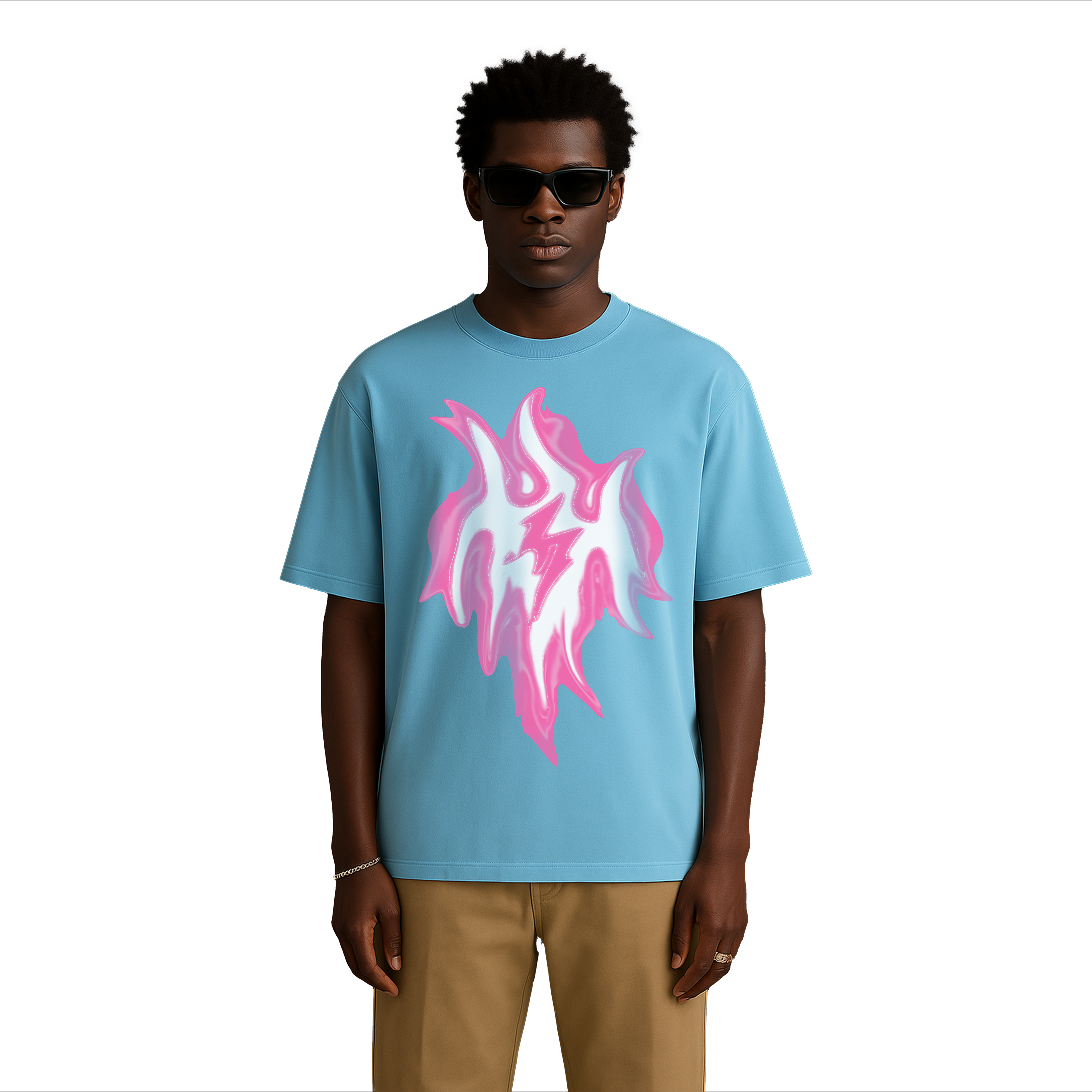 ALONSH OVERSIZED GRAPHIC T-SHIRT – NEON VERSE (SKY BLUE)